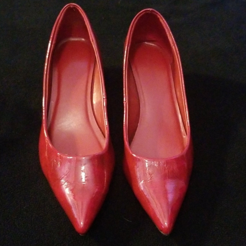 Red patent shoes